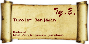 Tyroler Benjámin névjegykártya